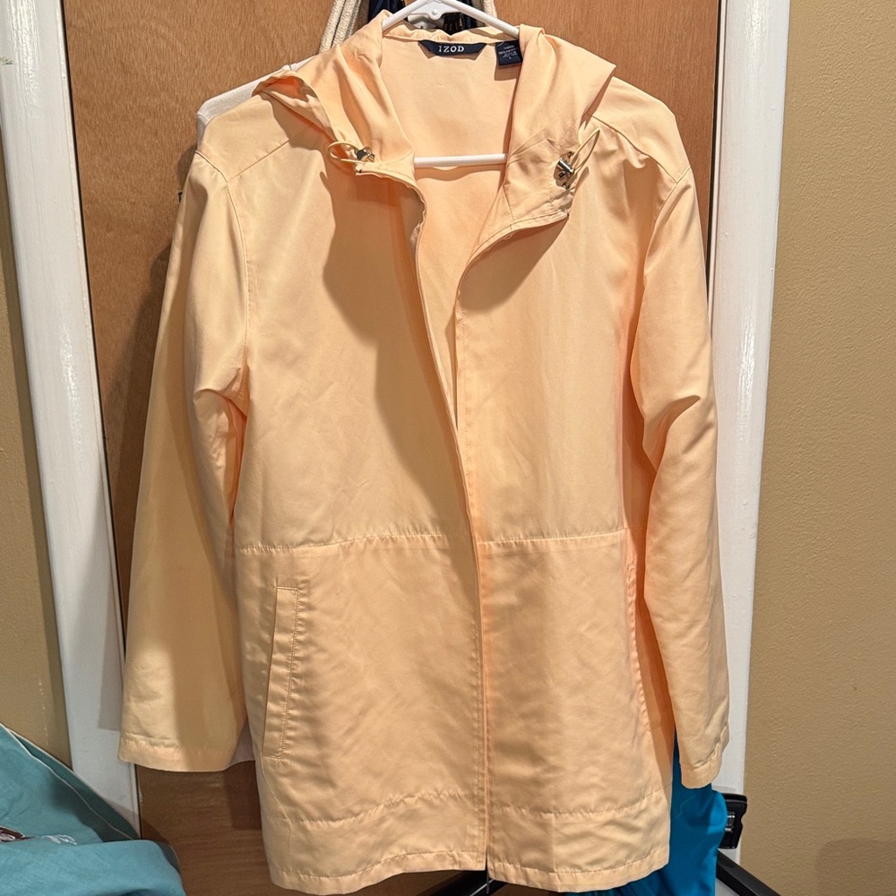Izod Yellow Hooded Rain Jacket Size L